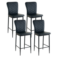 (4pcs, black(pu)) AINPECCA Bar Stools Set 2 4 Breakfast Bar Chairs