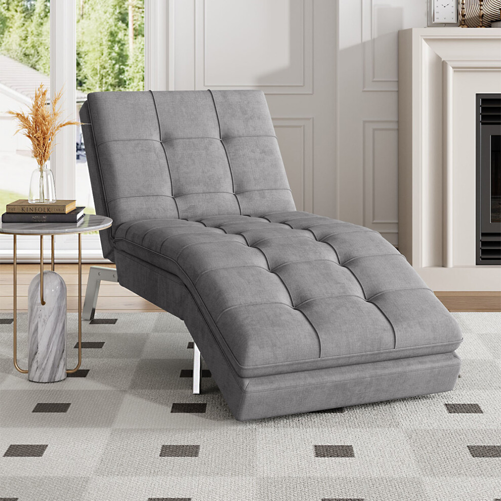 Grey Fabric Upholstered Chaise Lounge