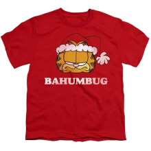 Trevco Sportswear GAR600-YT-4 Garfield Bahumbug Youth Short Sleeve T-Shirt, Red - Extra Large