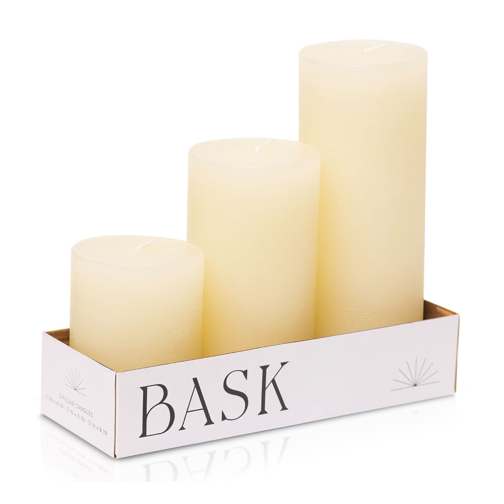 Velas De Pilar Moteadas Bask - Juego De 3 Velas De Pilar Color Marfil Sin Aroma - Velas De Pilar Grandes Sin Humo Y Sin Goteo Para Toda Ocasi N-image