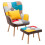 Living And Home Patchwork Wingback Armchair with Footrest & Cushion 4