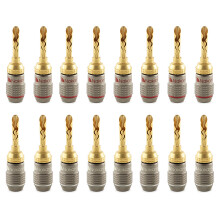 (16 Pcs (8-Pairs)) Nakamichi FanLock Excel Series 24k Gold Plated BFA Banana Plug 10 - 18 AWG Gauge Size 4mm for Speakers Hi-Fi Stereo Audio Wire Cable Quick Connector
