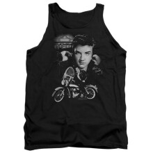 Trevco Sportswear ELV741-TK-5 Elvis Presley The King Rides Again Adult Tank Top, Black - 2X
