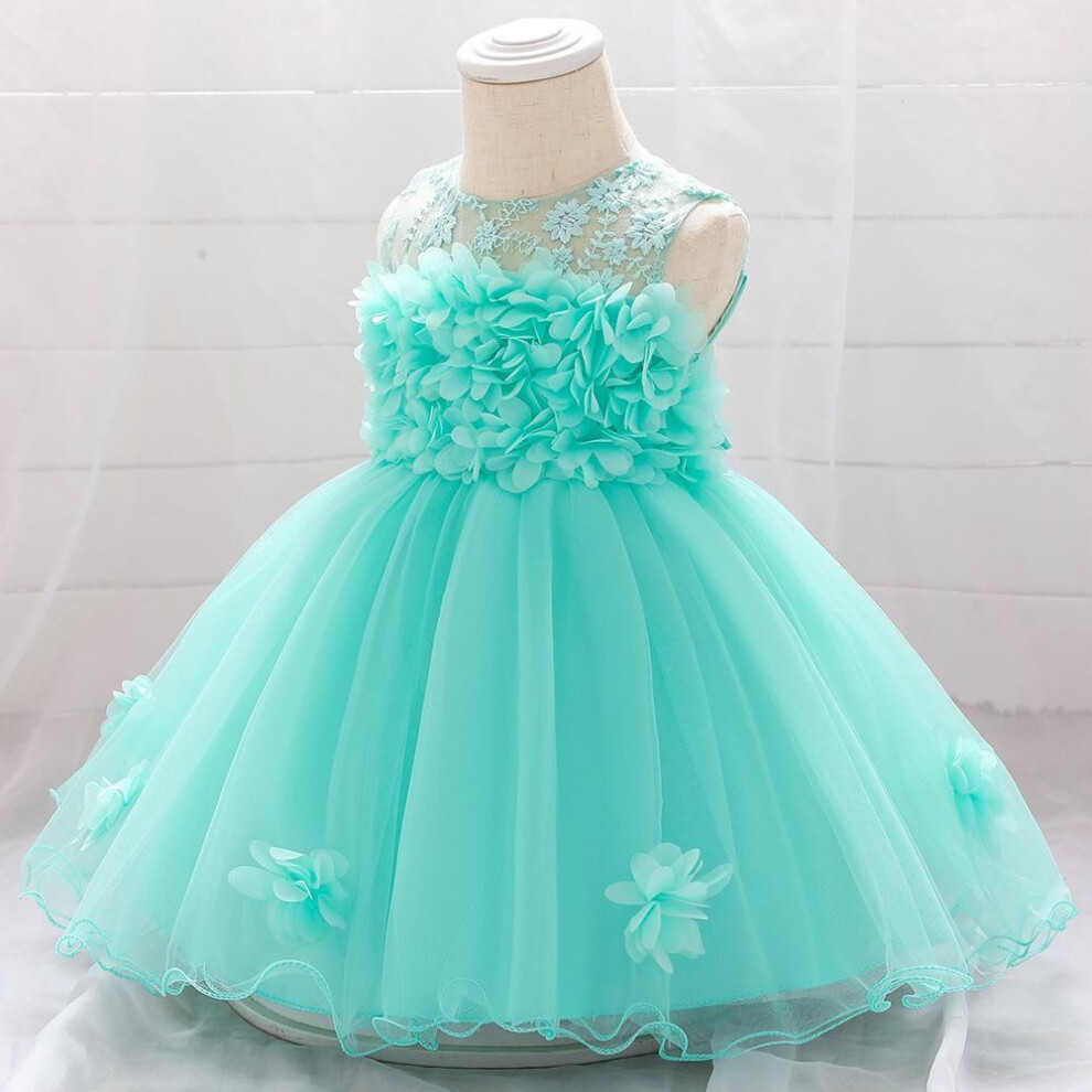 (apple green, 90 cm) 2024 Summer Flower Girl Lace Dress: European & American Style, Tube Top with Tulle Skirt