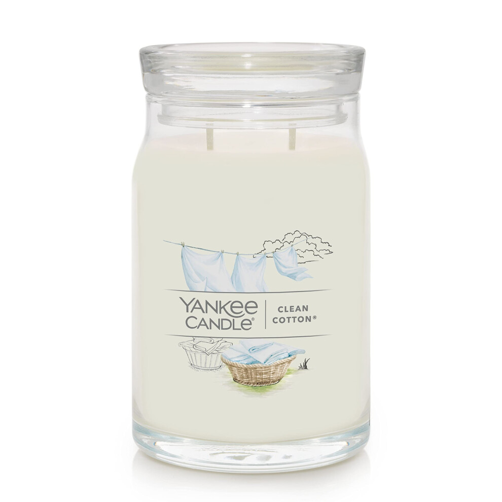 Bougie parfum   e Yankee Candle Clean Cotton Signature 20 oz en grand pot     2 m   ches Plus de 60 heures de dur   e de combustion