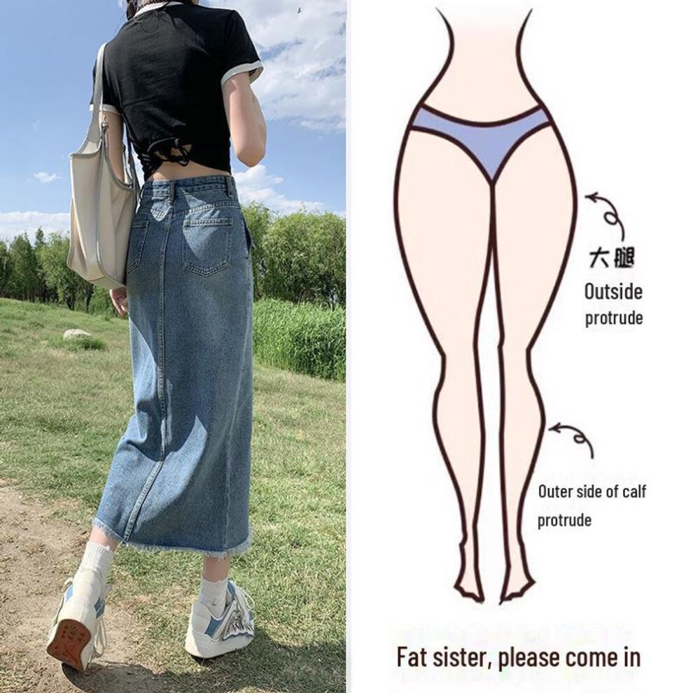 (XS) "2024 New Style A-Line Denim Long Skirt for Pear-Shaped Women
