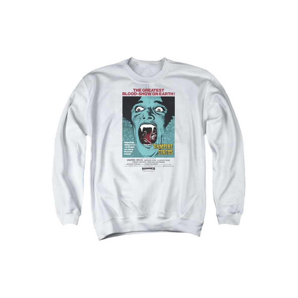 Trevco Sportswear HHOH10010-AS-5 Hammer House of Horror Vampire Circus Light Adult Crewneck Sweatshirt, White - 2X-image-OPC-PGD2GFR-NEW