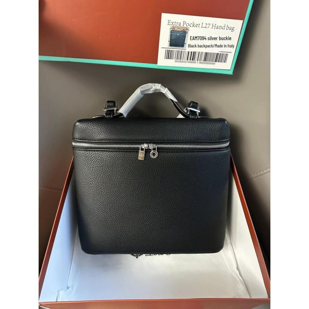 (black) Women's 2025 Genuine Leather Litchi Grain Backpack: High-End Fashionable Travel & School Shoulder Bag