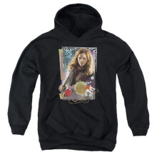 Trevco Sportswear HP7038-YFTH-3 Harry Potter Hermione Colorful Paper Collage Youth Hooded Sweatshirt, Black - Large