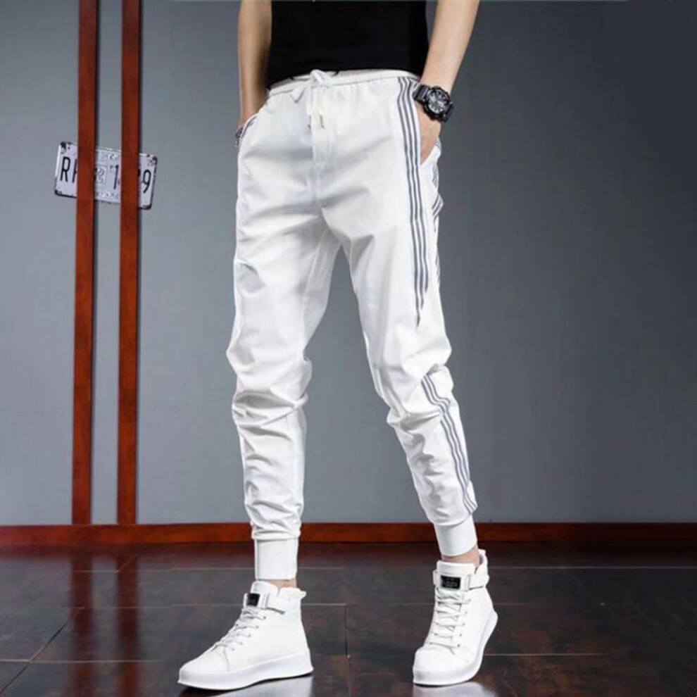 (white, 4XL) "2022 Men's Slim Fit Korean Cuffed Skinny Pants, Spring/autumn Casual Nine-point Style