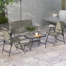 Outsunny Patio Furniture Set, Garden Set w/ Table, Foldable Chairs, a Loveseat