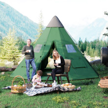Outsunny 6-7 Person Large Family Party Camping Tent W/ Carrying Bag, Green