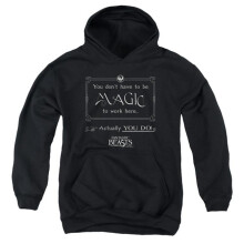 Trevco Sportswear WB227-YFTH-3 Fantastic Beasts Magic To Work Here Youth Hooded Sweatshirt, Black - Large
