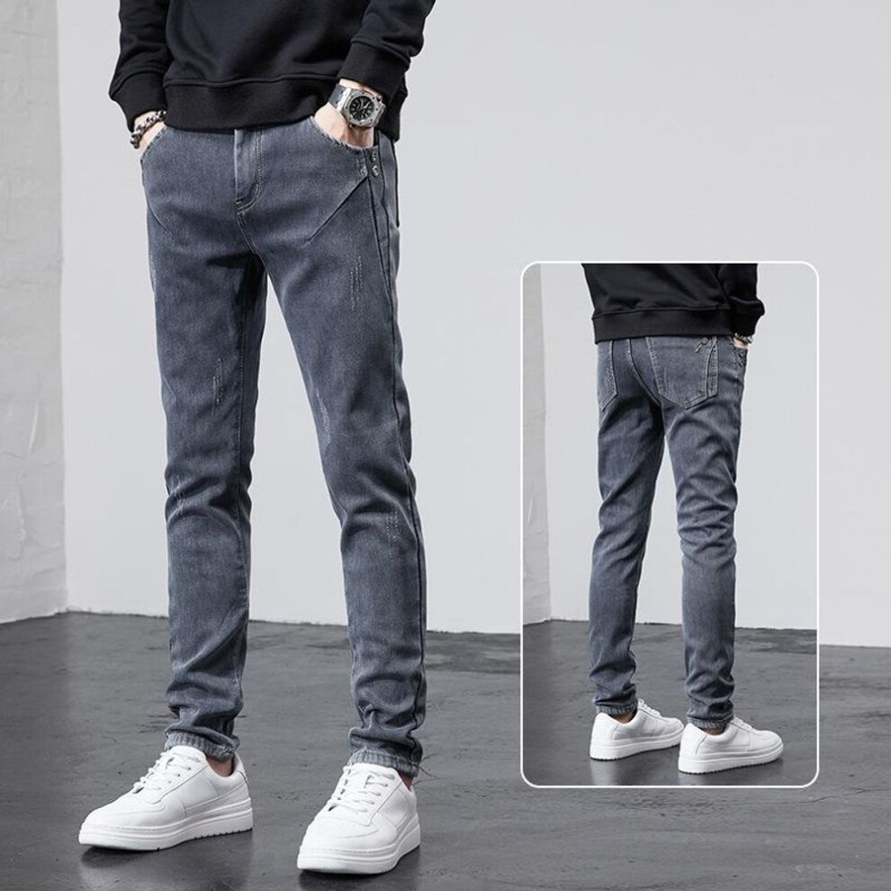 (S (29)) "Popular Men's Stretch Jeans: Slim Fit, All-Season Casual and Sporty Style
