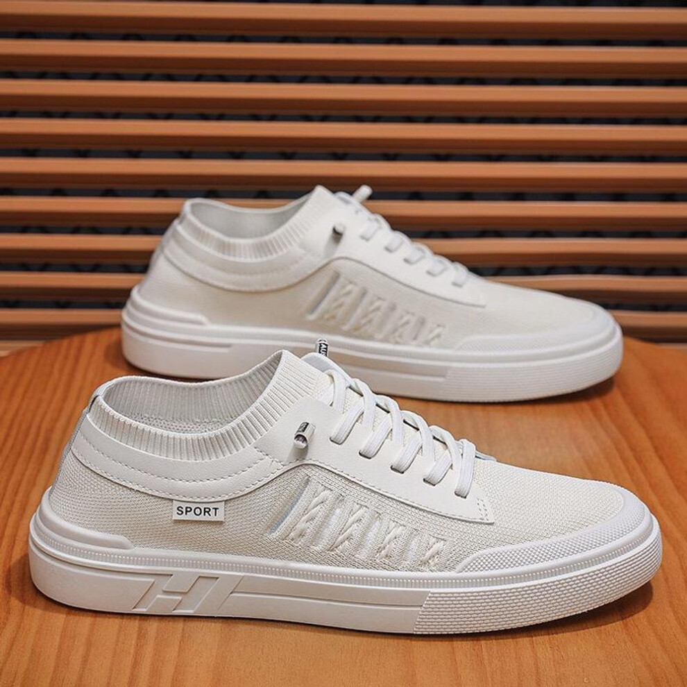 (beige, 44) Men's Trendy Summer Breathable Canvas Shoes - Korean Style Flat-footed Woven Casual Sneakers