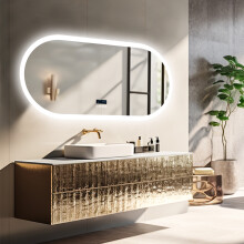 Oval Backlit Bathroom Mirror Bluetooth Speaker Anti-fog Vanity Mirror
