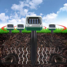 4-Pack Solar Ultrasonic Mole & Mouse Deterrents - Waterproof Groundhog/Gopher Repellers, 400Hz Pulses, 650m2 Coverage Outdoor