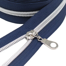 MebuZip Nr. 5 Spulenreiverschlsse aus Nylon in Silber-Metallic, Meterware, Spulen-Reiverschlussrolle, 9,1 m, mit 25 Griffen fr DIY-Nh- und Baste