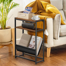 Bedside table, bedroom bedside table, living room sofa side table, compact wooden lamp table, telephone table for home office, country brown