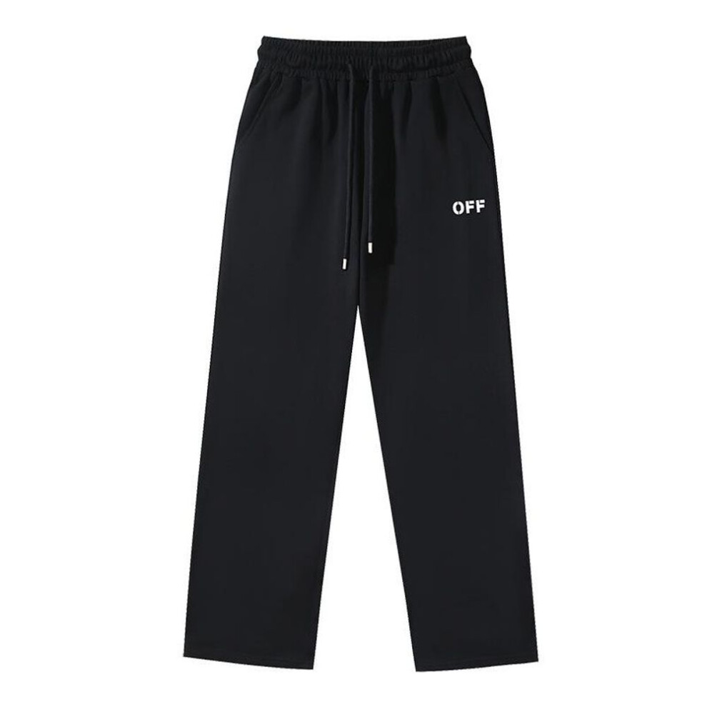(black, M) "2024 Autumn/Winter Unisex Oblique Striped Wave Print Straight-Leg Casual Trousers