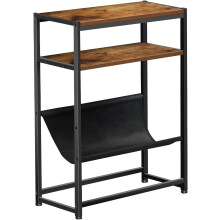 Sofa side table, small space narrow side table, living room, bedroom, office slim coffee table with magazine rack