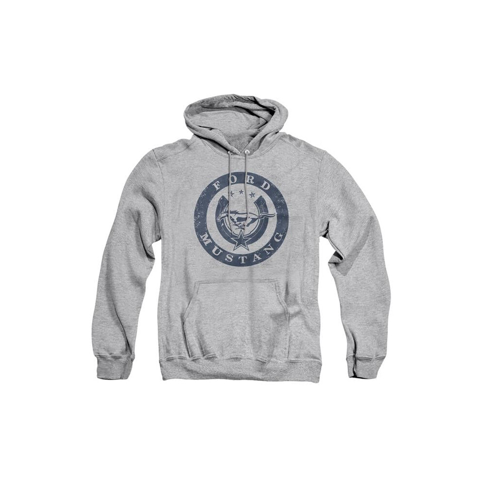 Trevco Sportswear FORD183-AFTH-4 Ford Mustang Lucky Adult Pullover Hoodie, Athletic Heather - Extra Large-image-OPC-PGD2V8F-NEW