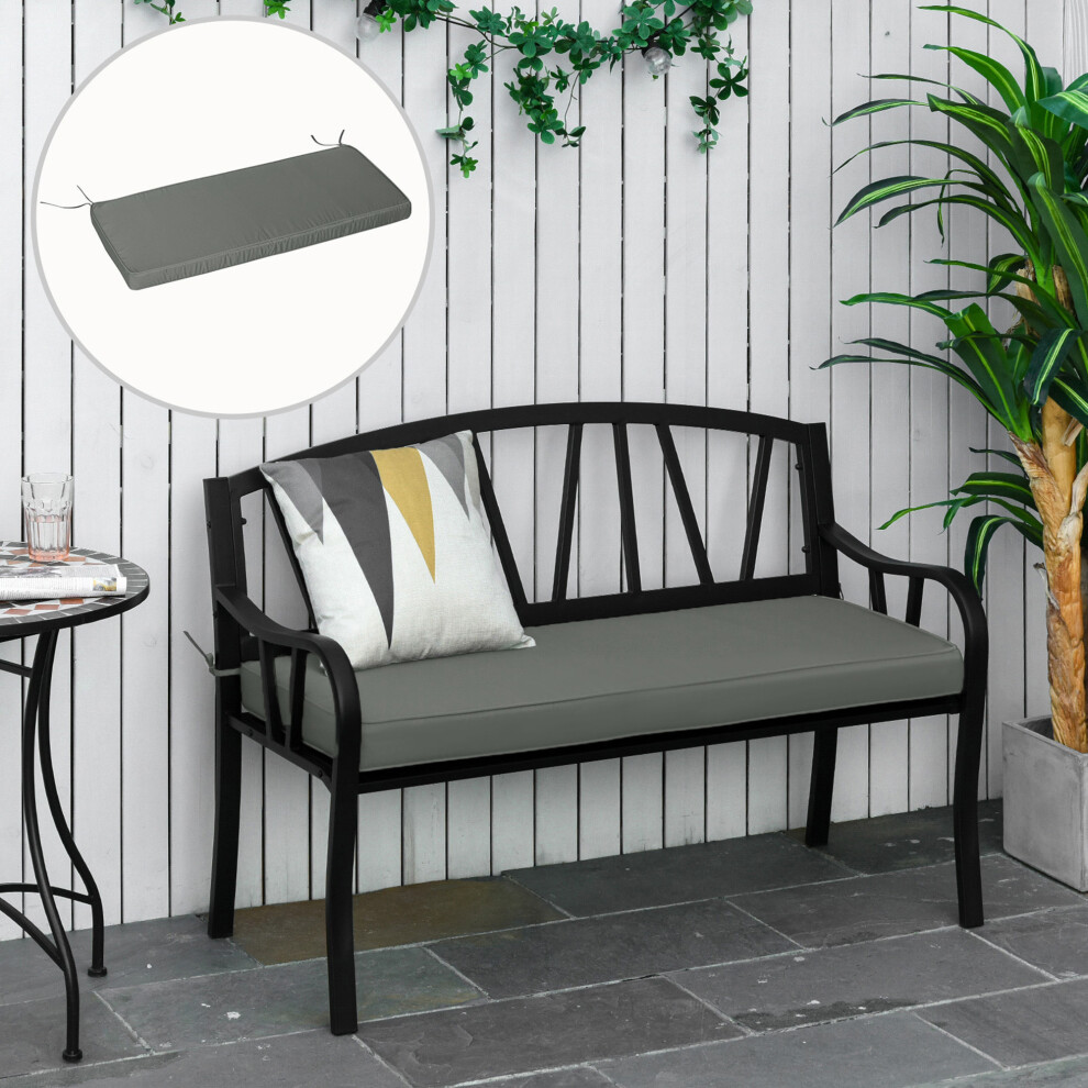 Outsunny Garden Bench Cushion 2 Seater Seat Pad Indoor& Outdoor Use Grey