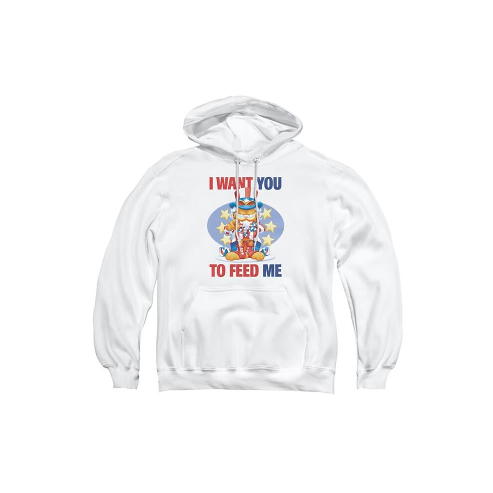 Trevco Sportswear GAR401-AFTH-3 Garfield I Want You Adult Pullover Hoodie, White - Large-image-OPC-PGD2WYQ-NEW