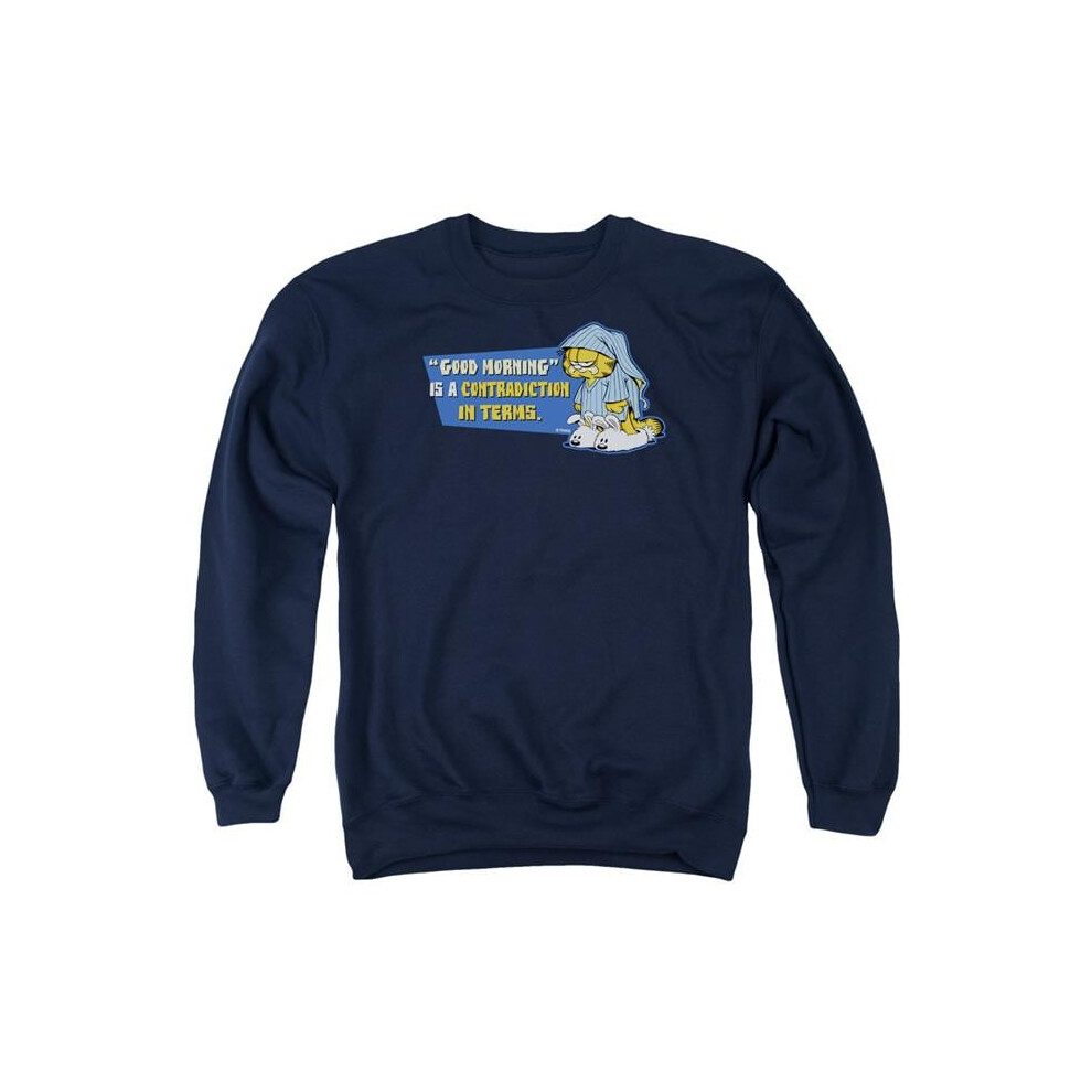 Trevco Sportswear GAR337-AS-6 Garfield Contradicition in Terms Adult Crewneck Sweatshirt, Navy - 3X-image-OPC-PGD2X9B-NEW