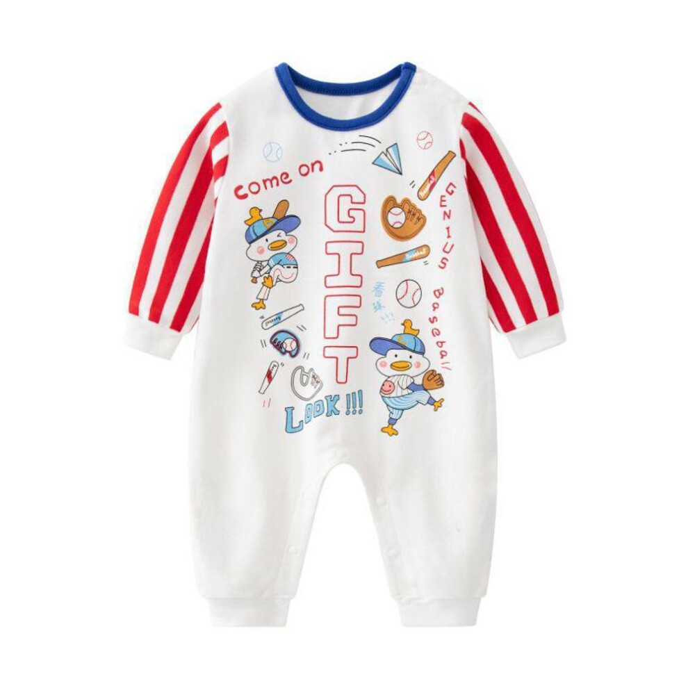 (73) "Four Seasons Cartoon Print Long Sleeve Baby Baseball Onesie - Pure Cotton Climbing Outfit
