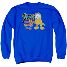Trevco Sportswear GAR463-AS-5 Garfield Smiling Adult Crewneck Sweatshirt, Royal - 2X