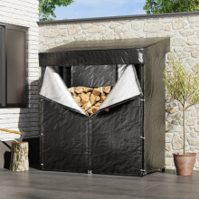 4.4 x 2 ft Firewood Rack Holder Metal Tube Log Storage Store with PE Cover