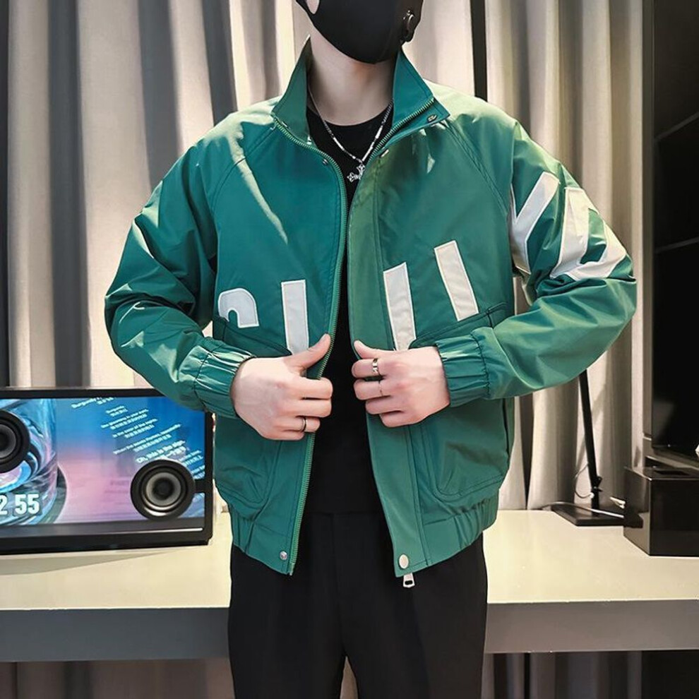 (green, Medium) "2024 Men's High Street Fashion Jacket - Spring/autumn Hong Kong, Japanese Harajuku & Korean Style