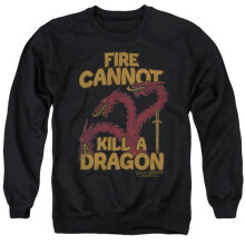 Trevco Sportswear GOT232-AS-4 Game of Thrones Dragons with Fire Adult Crewneck Sweatshirt, Black - Extra Large