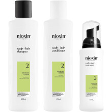 Nioxin System 2 Trial Kit for Thicker, Fuller Hair| Progressed Thinning, Includes Hydrating Shampoo, Scalp Conditioner & Serum