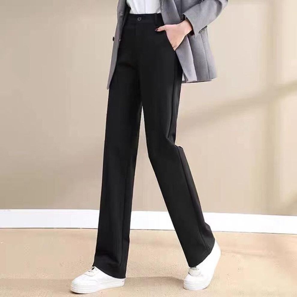 (black, Extra Small) Women's Black Slim Straight Tall Mopping Trousers
