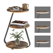 (Brown) LED Sofa Side Table Modern Living Room End Table