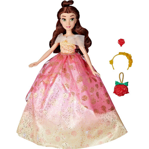 Disney Disney Princess Belle Κούκλα Μόδας, 10 Συνδυασμοί Ρούχων, Ρούχα και Αξεσουάρ για Παιδιά 3+ 1