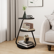 (Black) LED Sofa Side Table Modern Living Room End Table