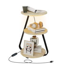 (Wood ) LED Sofa Side Table Modern Living Room End Table