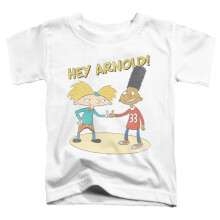 Trevco Sportswear NICK791-TT-1 Hey Arnold & Gerald with Logo Toddler Short Sleeve T-Shirt, White - Small 2T