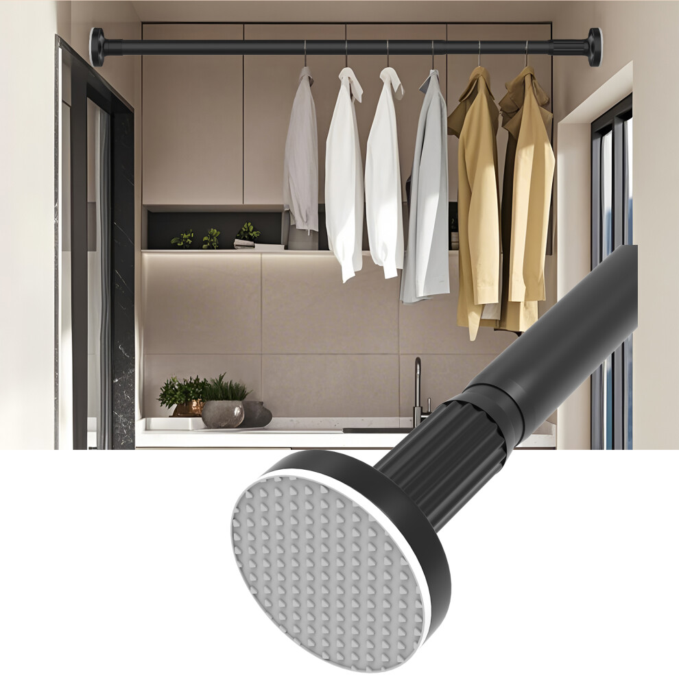 (90-160cm) Adjustable Telescopic Curtain Pole - Rustproof Steel Tension Rod for Shower/Kitchen/Wardrobe, No Drilling Required, Supports 50kg Weight