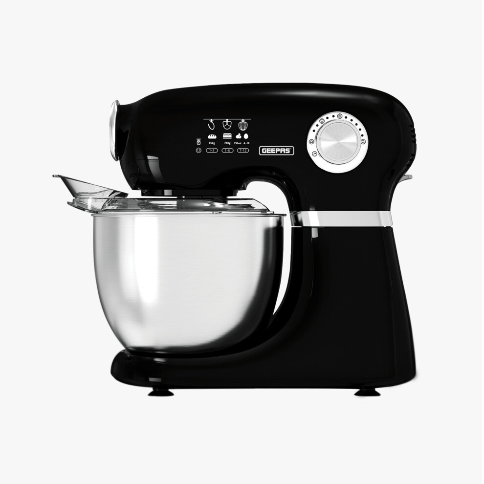 Geepas 1000W Stand Mixer Tilt-Head Food Mixer 5L Kitchen Electric Standing Mixer With Dough Hook, Whisk, Beater