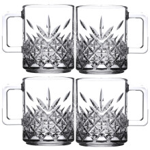 (4 x 250ml ) Glass Mugs Coffee Tea Cappuccino Latte Hot Drinks Cups