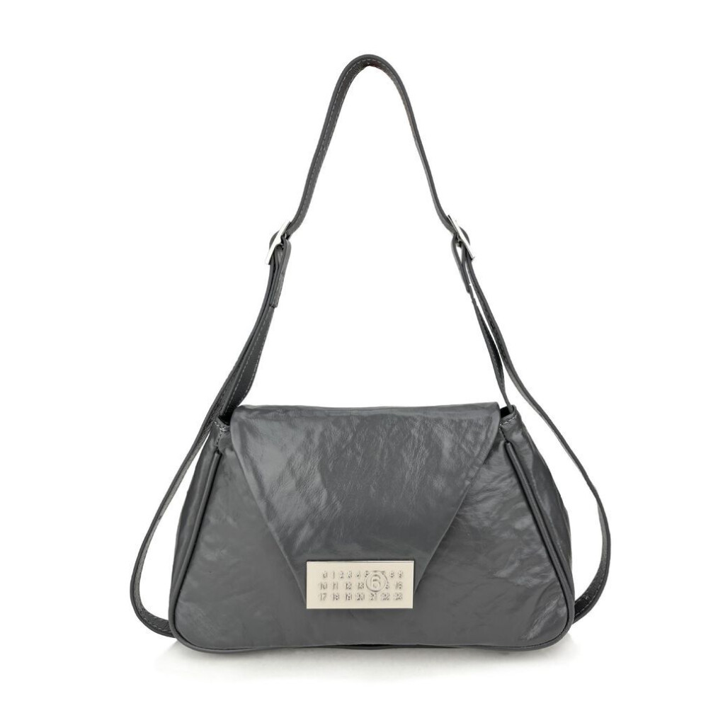 (gray, 25*15*5.5 cm) "2024 Autumn Trapezoidal Top Layer Cowhide Flip Shoulder Bag - Fashionable Underarm & Crossbody Mobile Phone Bag