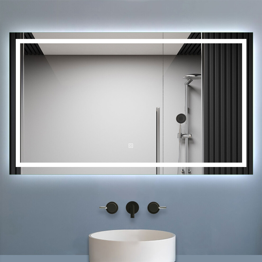 Aica Bathrooms 1000X800mm Led Bathroom Mirror 3-Colour Mode Demister Pad Anti-Fog