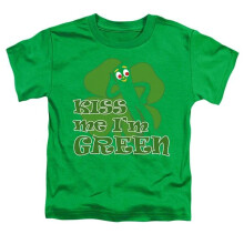 Trevco Sportswear GMB155-KT-1 Gumby Kiss Me Im Green Toddler Short Sleeve T-Shirt, Kelly Green - Large 4T