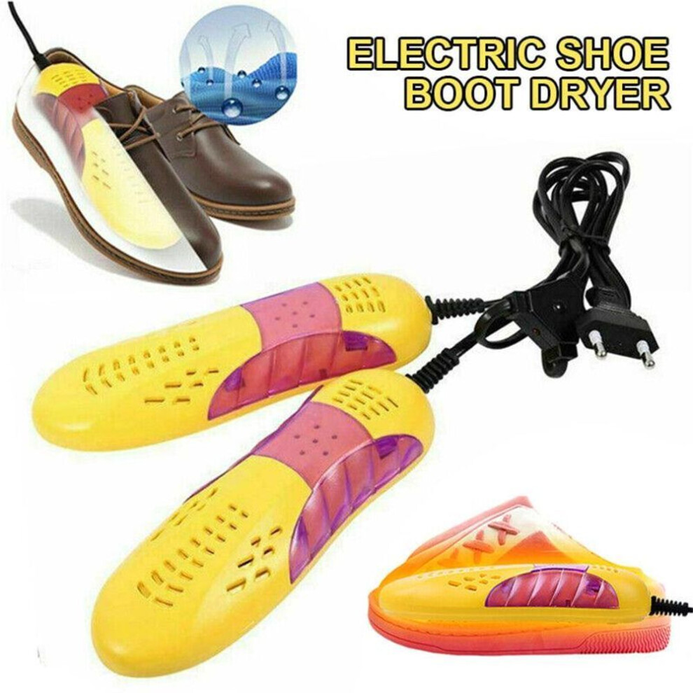 (yellow) 12w 1 Pair Shoe Dryer Portable Energy Saving Fast Heating Foot Protector Odor Deodorant Dehumidify