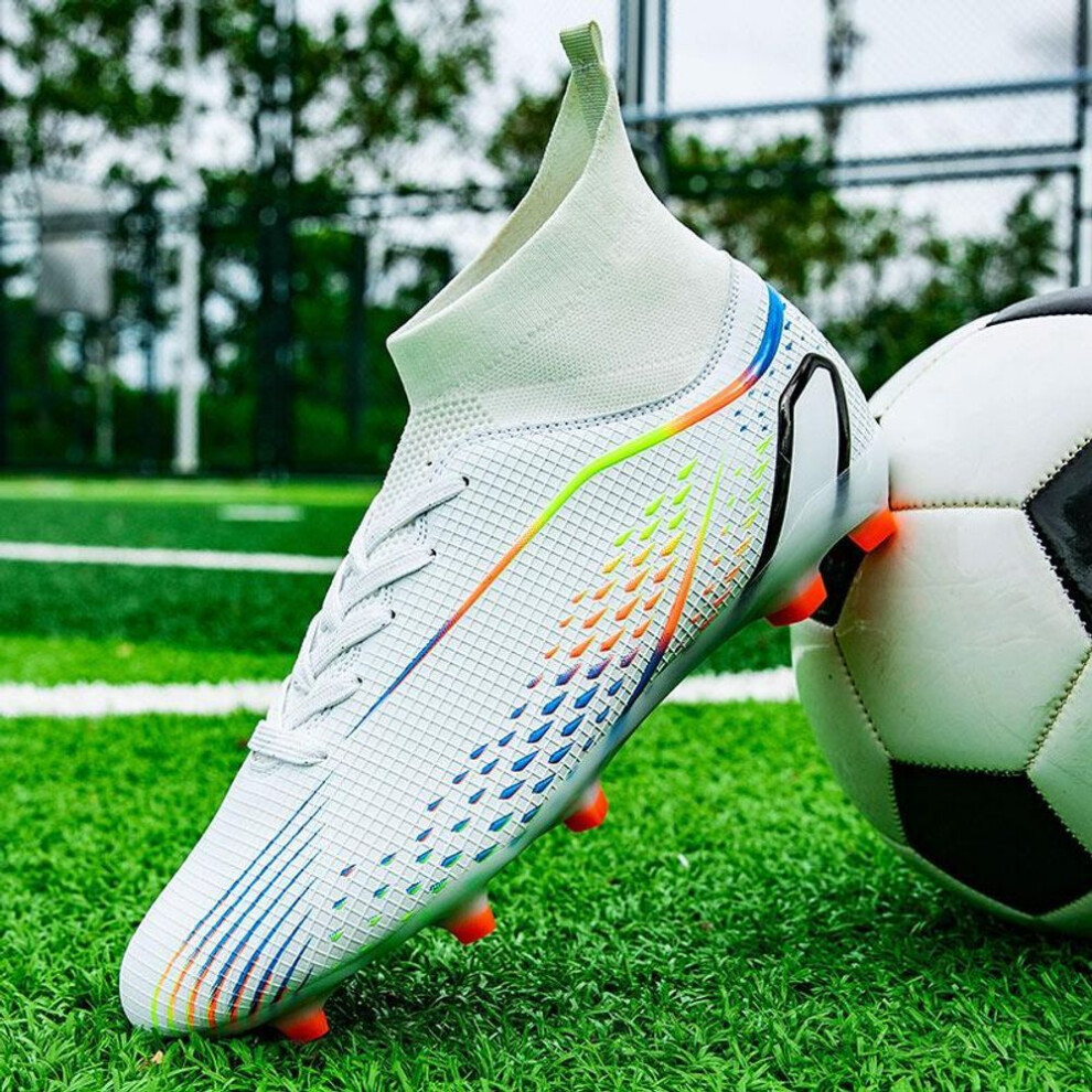 (white, 34) 33-46 Unisex Football Boots High Elastic Socks, Training Artificial Captain Outdoor Sports Training Football Shoes