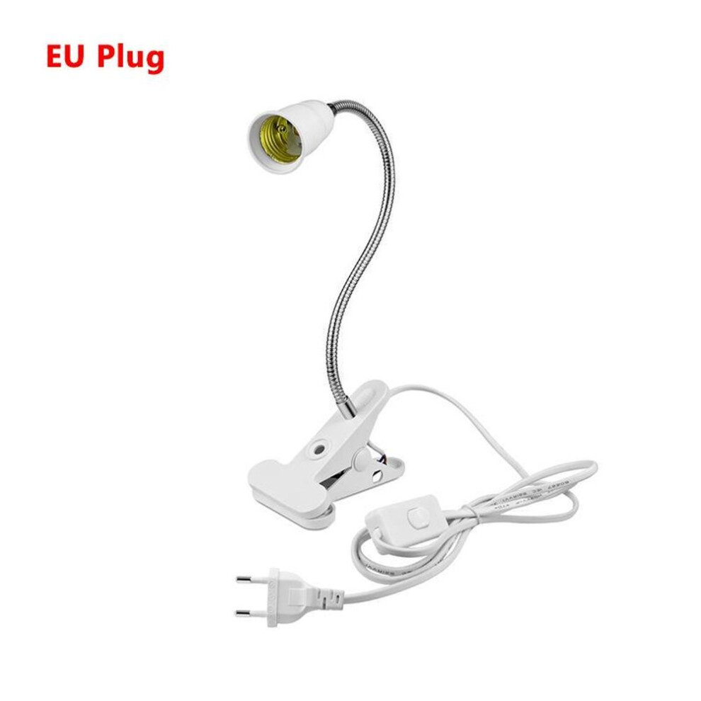 (as the picture) 360 Degree Flexible LED Desk Table lamp Holder Clip E27 Socket Converter With ON OFF light Switch Control EU Plug Power Adapter